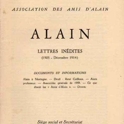Alain Lettres inédites. Numéro 10. Octobre 1959