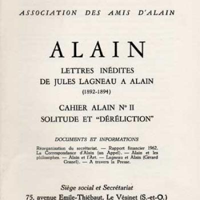 Alain Lettres inédites de Jules Lagneau à Alain. Numéro 17. Juin 1963