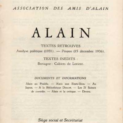 Alain Textes retrouvés Numéro 9. Février 1959