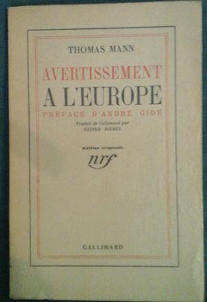 Mann Thomas Avertissement à l'Europe E.O Premier papier