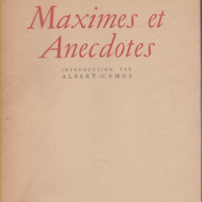 Chamfort Maximes et Anecdotes