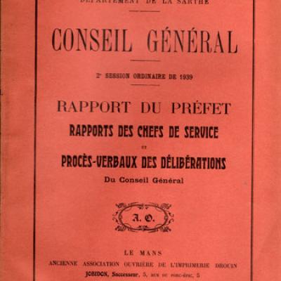 Département de la Sarthe. Conseil général. 2ième session ordinaire de 1939