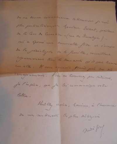 Lettre autographe de Gide