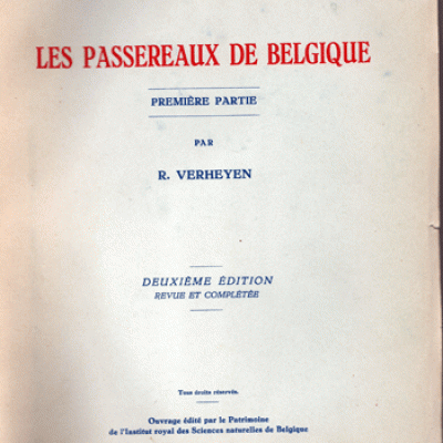 Les passereaux de Belgique par R.Verheyen. Première partie