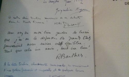 groupe théâtral de la Sorbonne mot de Roland Barthes