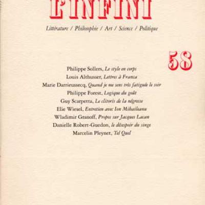 Revue L'infini Numéro 58. Louis Althusser, Lettres à Franca