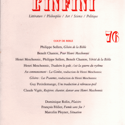 Revue L'Infini Numéro 76. Coup de Bible