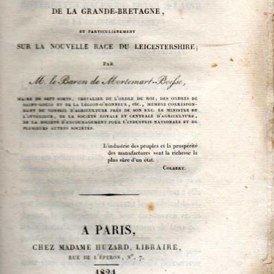 De Mortemart-Boisse Recherches sur les différentes races de bêtes à laine de la Grande-Bretagne