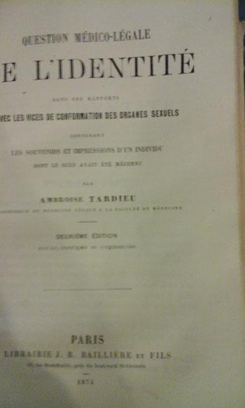 Tardieu Etude médico-légale sur les attentats aux moeurs