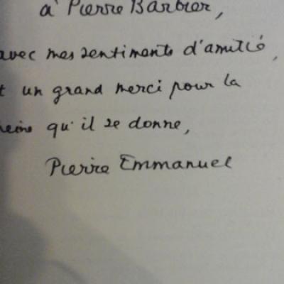 Emmanuel Pierre Tristesse O ma patrie Envoi de l'auteur à Pierre Barbier